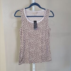 Banana Republic Top Womens X-Small Brown Animal Print Sleeveless Blouse Stretch